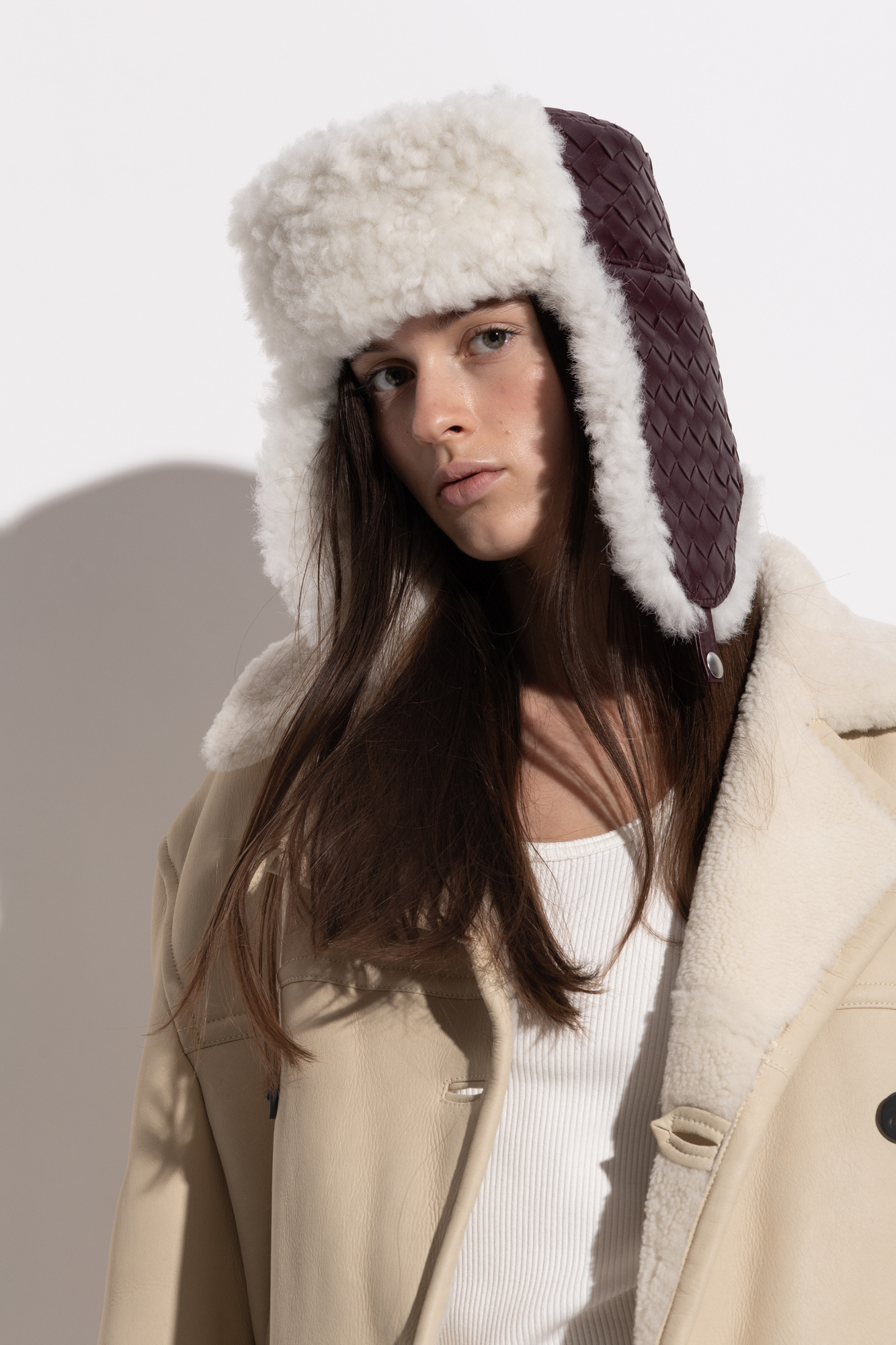 Bottega Veneta Leather cap with ear flaps | Women's | Vitkac